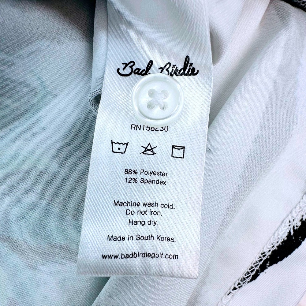Bad Birdie Mens Zebra Palm Tree Golf Polo Shirt White Black Green Large - Picture 6 of 9